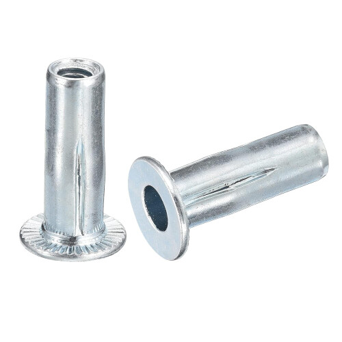 1/4-20 Multi-Grip Rivet Nuts, 10pcs Pre-Bulbed Shank Flat Head Threaded Insert Nut Carbon Steel Plus Nuts for Construction Industrial