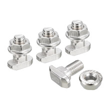 M8x16mm T Slot Drop-in Bolt and M8 Hexagon Flange Nut Set, 30 Sets Hammer Head T-Bolt T Shape Stud Sliding Screw for 45 Series Aluminum Profile