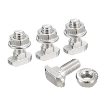 M8x20mm T Slot Drop-in Bolt and M8 Hexagon Flange Nut Set, 30 Sets Hammer Head T-Bolt T Shape Stud Sliding Screw for 45 Series Aluminum Profile