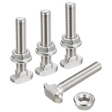 M8x45mm T Slot Drop-in Bolt and M8 Hexagon Flange Nut Set, 20 Sets Hammer Head T-Bolt T Shape Stud Sliding Screw for 40 Series Aluminum Profile