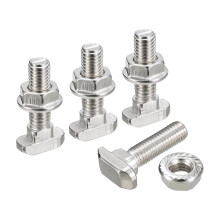 M8x30mm T Slot Drop-in Bolt and M8 Hexagon Flange Nut Set, 20 Sets Hammer Head T-Bolt T Shape Stud Sliding Screw for 40 Series Aluminum Profile