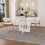 (White, MDF) 47.24" Round Farmhouse Dining Table, White Marble Finish 6