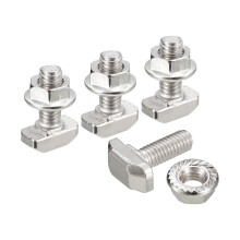 M6x16mm T Slot Drop-in Bolt and M6 Hexagon Flange Nut Set, 30 Sets Hammer Head T-Bolt T Shape Stud Sliding Screw for 30 Series Aluminum Profile