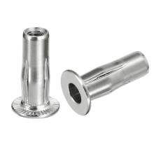 M6 Multi-Grip Rivet Nuts, 6pcs Pre-Bulbed Shank Flat Head Threaded Insert Nut 304 Stainless Steel Plus Nuts for Construction Industrial