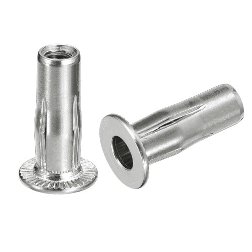 M6 Multi-Grip Rivet Nuts, 6pcs Pre-Bulbed Shank Flat Head Threaded Insert Nut 304 Stainless Steel Plus Nuts for Construction Industrial