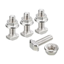M5x16mm T Slot Drop-in Bolt and M5 Hexagon Flange Nut Set, 20 Sets Hammer Head T-Bolt T Shape Stud Sliding Screw for 20 Series Aluminum Profile