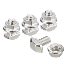 M5x10mm T Slot Drop-in Bolt and M5 Hexagon Flange Nut Set, 40 Sets Hammer Head T-Bolt T Shape Stud Sliding Screw for 20 Series Aluminum Profile