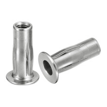 M5 Multi-Grip Rivet Nuts, 8pcs Pre-Bulbed Shank Flat Head Threaded Insert Nut 304 Stainless Steel Plus Nuts for Construction Industrial