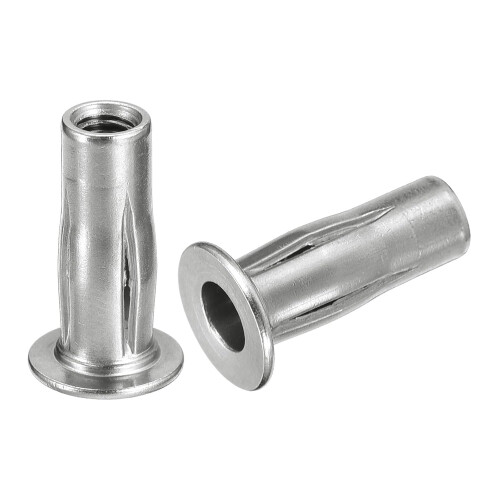 M5 Multi-Grip Rivet Nuts, 8pcs Pre-Bulbed Shank Flat Head Threaded Insert Nut 304 Stainless Steel Plus Nuts for Construction Industrial