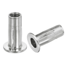 M10 Multi-Grip Rivet Nuts, 10pcs Pre-Bulbed Shank Flat Head Threaded Insert Nut 304 Stainless Steel Plus Nuts for Construction Industrial