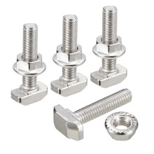 M6x30mm T Slot Drop-in Bolt and M6 Hexagon Flange Nut Set, 40 Sets Hammer Head T-Bolt T Shape Stud Sliding Screw for 30 Series Aluminum Profile
