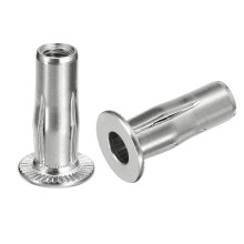 M8 Multi-Grip Rivet Nuts, 10pcs Pre-Bulbed Shank Flat Head Threaded Insert Nut 304 Stainless Steel Plus Nuts for Construction Industrial