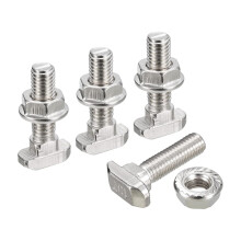 M8x30mm T Slot Drop-in Bolt and M8 Hexagon Flange Nut Set, 40 Sets Hammer Head T-Bolt T Shape Stud Sliding Screw for 45 Series Aluminum Profile