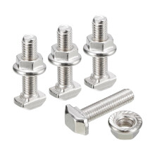 M5x20mm T Slot Drop-in Bolt and M5 Hexagon Flange Nut Set, 40 Sets Hammer Head T-Bolt T Shape Stud Sliding Screw for 20 Series Aluminum Profile