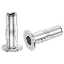 1/4-20 Multi-Grip Rivet Nuts, 6pcs Pre-Bulbed Shank Flat Head Threaded Insert Nut 304 Stainless Steel Plus Nuts for Construction Industrial