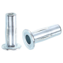 1/4-20 Multi-Grip Rivet Nuts, 30pcs Pre-Bulbed Shank Flat Head Threaded Insert Nut Carbon Steel Plus Nuts for Construction Industrial