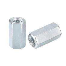 5pcs M6x10x18mm Coupling Nuts - Galvanized Carbon Steel Hex Threaded Rod Coupler for Furniture, Electronic, Industrial