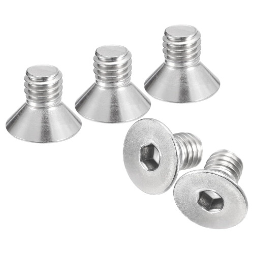 3/8-16x5/8 Flat Countersunk Head Socket Cap Screws, 5Pcs 304 Stainless Steel Hex Socket Flat Head Screws, Full Thread, Countersunk Bolts