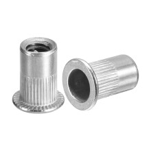 1/4-20 Rivet Nuts, 30pcs 304 Stainless Steel Knurled Flat Head Threaded Insert Nuts for Metal, Plastic