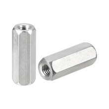 M4 x 0.7-Pitch 20mm Length Coupling Nuts, 5pcs 304 Stainless Steel Metric Hex Rod Coupling Nuts