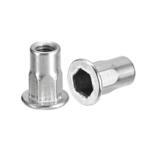 M5 Half Hex Body Rivet Nuts, 60pcs 304 Stainless Steel Flat Head Threaded Insert Nuts