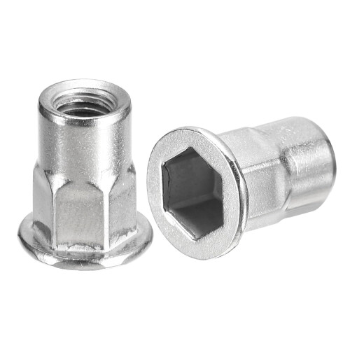 M6 Half Hex Body Rivet Nuts, 80pcs 304 Stainless Steel Threaded Insert Nuts