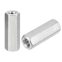 M10 x 1.5-Pitch 50mm Length Coupling Nuts, 2pcs 304 Stainless Steel Metric Hex Rod Coupling Nuts