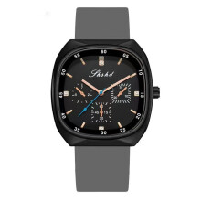 (Grey) Couples Square Silicone Watch, Fashion Multidial Analog Quartz Wrist Watch Unisex Casual Gift Watch