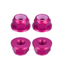 Nylon Insert Hex Lock Nuts, 4pcs - M4 x 0.7mm Aluminum Alloy Self-Locking Nut, Anodizing Flange Lock Nut for Fasteners (Pink)