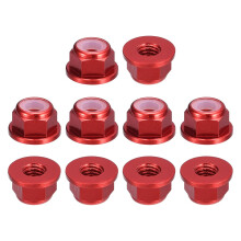 Nylon Insert Hex Lock Nuts, 10pcs - M4 x 0.7mm Aluminum Alloy Self-Locking Nut, Anodizing Flange Lock Nut for Fasteners (Claret)