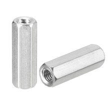 M5 x 0.8-Pitch 25mm Length Coupling Nuts, 5pcs 304 Stainless Steel Metric Hex Rod Coupling Nuts
