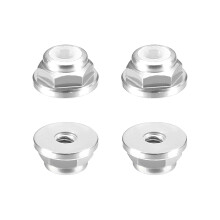 Nylon Insert Hex Lock Nuts, 4pcs - M2 x 0.4mm Aluminum Alloy Self-Locking Nut, Anodizing Flange Lock Nut for Fasteners(Silver)