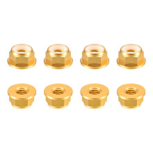 Nylon Insert Hex Lock Nuts, 8pcs - M5 x 0.8mm Aluminum Alloy Self-Locking Nut, Anodizing Flange Lock Nut for Fasteners(Gold)