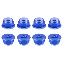 Nylon Insert Hex Lock Nuts, 8pcs - M4 x 0.7mm Aluminum Alloy Self-Locking Nut, Anodizing Flange Lock Nut for Fasteners(Sapphire Blue)