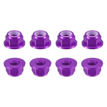 Nylon Insert Hex Lock Nuts, 8pcs - M5 x 0.8mm Aluminum Alloy Self-Locking Nut, Anodizing Flange Lock Nut for Fasteners(Purple)
