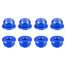 Nylon Insert Hex Lock Nuts, 8pcs - M3 x 0.5mm Aluminum Alloy Self-Locking Nut, Anodizing Flange Lock Nut for Fasteners(Sapphire Blue)