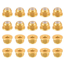 Nylon Insert Hex Lock Nuts, 20pcs - M2.5 x 0.45mm Aluminum Alloy Self-Locking Nut, Anodizing Flange Lock Nut for Fasteners(Gold)