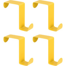 Over The Door Hooks, 4pcs - Stainless Steel Door Hangers Hooks, S-Shaped Double Hooks for Hanging Clothes, Hats, Towels (Yellow)