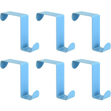Over The Door Hooks, 6pcs - Stainless Steel Door Hangers Hooks, S-Shaped Double Hooks for Hanging Clothes, Hats, Towels (Blue)