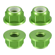Nylon Insert Hex Lock Nuts, 4pcs - M5 x 0.8mm Aluminum Alloy Self-Locking Nut, Anodizing Flange Lock Nut for Fasteners(Green)