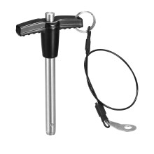 T Handle Lock Pins, 5/16" Pin Dia. 2-23/64" Usage Length Stainless Steel Push-Button Quick Release Pin with Lanyard Cable (8mm-60mm)