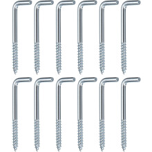 12pcs Square Bend Hooks, 68mm/2.68" Carbon Steel Self-Tapping Screw-in Hanger Ceiling Hooks Cup Hook for Indoor and Outdoor