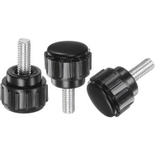 100pcs M4 x 10mm Male Thread Knurled Knobs, Thumb Screws Clamping Knobs Grip Plastic Round Head Hand Knobs Thumbscrews, Black
