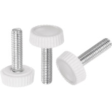 30pcs M5 x 20mm Metric Male Thread Knurled Knobs, Thumb Screw Clamping Knobs Grip Plastic Handle Hand Knobs with Threaded Stud, White