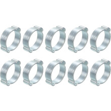 10Pcs Double Ear Hose Clamps, Adjustable 18-21mm(0.71"x0.83") Iron Zinc Plated Two-Ear Hose Clamp, O Clip Hose Clamps Fuel Line Clamps Hose Clamp, Dou