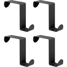 Over The Door Hooks, 4pcs - Stainless Steel Door Hangers Hooks, S-Shaped Double Hooks for Hanging Clothes, Hats, Towels (Black)