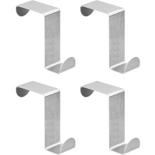 Over The Door Hooks, 4pcs - Stainless Steel Door Hangers Hooks, S-Shaped Double Hooks for Hanging Clothes, Hats, Towels (Silver)