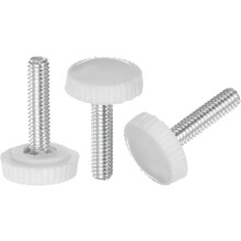 20pcs M4 x 20mm Metric Male Thread Knurled Knobs, Thumb Screw Clamping Knobs Grip Plastic Handle Hand Knobs with Threaded Stud, White