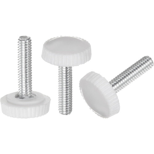 20pcs M4 x 20mm Metric Male Thread Knurled Knobs, Thumb Screw Clamping Knobs Grip Plastic Handle Hand Knobs with Threaded Stud, White