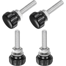 4 Sets Knurled Knobs Thumb Screws with Nuts Washers, Metric M8 x 40mm Male Thread 25mm Plastic Head, Zinc Plated Carbon Steel Stud Hand Knobs Clamping